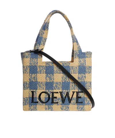 Loewe Medium  Font Bag In Natural/blue In Natural/light Blue