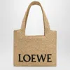 Loewe Medium  Font Tote Bag In Raffia In Sand