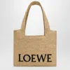 Loewe Medium  Font Tote Bag In Raffia In Neutral