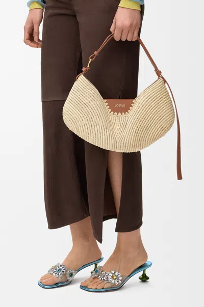 Loewe Medium  Swing Bag In Raffia And Leather Skin For Woman In Neutral