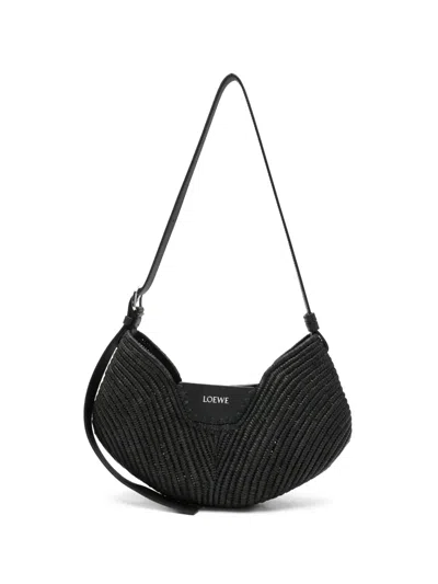 Loewe Medium  Swing Woven Shoulder Bag In Black
