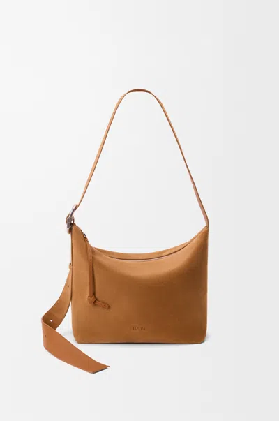 Loewe Medium Loop Hobo In Suede Leather Skin For Man In Brown