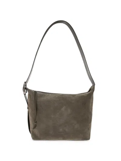 Loewe Medium Loop Leather Shoulder Bag In Green
