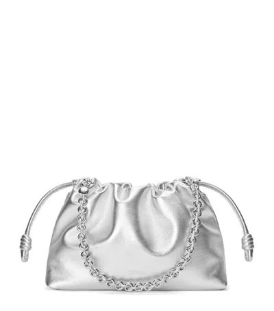 Loewe Medium Metallic Leather Flamenco Purse In Silver