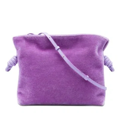 Pre-owned Loewe Medium Mohair Flamenco Knot Clutch In Purple
