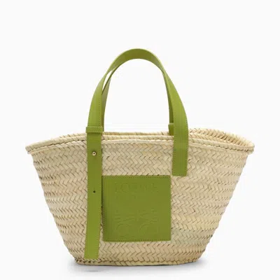 Loewe Medium Natural/green Raffia Basket In Brown