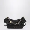 Loewe Medium Ola Shoulder Bag In Raffia And Calfskin In Black