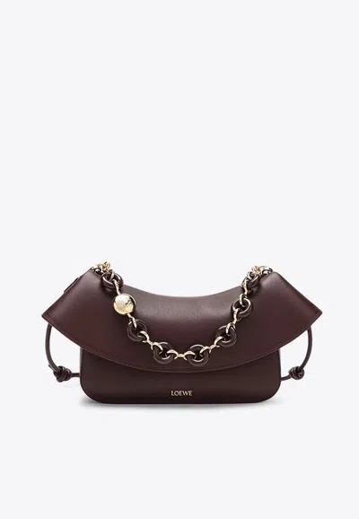 Loewe Medium Ola Leather Shoulder Bag In Burgundy