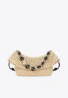 Loewe Medium Ola Shoulder Bag In Raffia And Calfskin