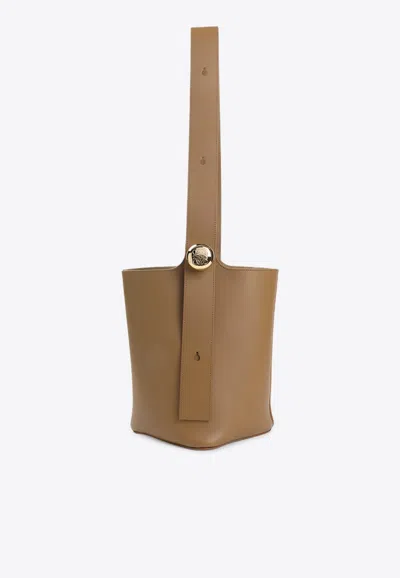 Loewe Medium Pebble Bucket Bag In Brown