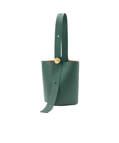 Loewe Medium Pebble Bucket In Mellow Calfskin In Green