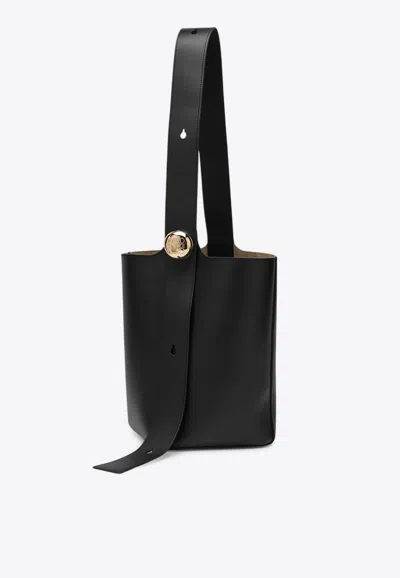 Loewe Medium Pebble Leather Bucket Bag In Black