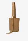 Loewe Brown Calfskin Pebble Bucket Medium Bag In Green