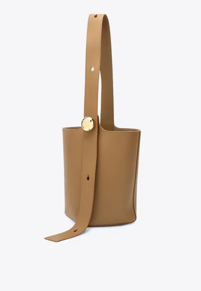Loewe Medium Pebble Leather Bucket Bag In Brown