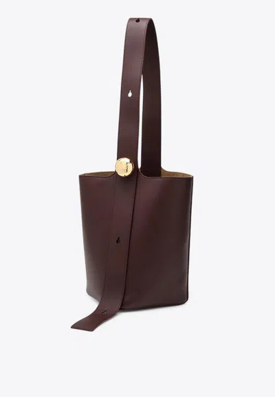 Loewe Medium Pebble Leather Bucket Bag In Burgundy