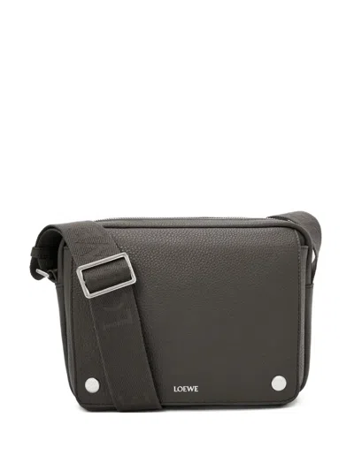 Loewe Medium Pebble Messenger Bag In Supple Grained Leather Skin For Man In Gray