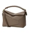 Loewe Medium Leather Puzzle Edge Top-handle Bag In Gray