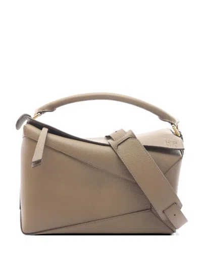 Pre-owned Loewe Medium Puzzle Edge Leather Tote Bag In Gray