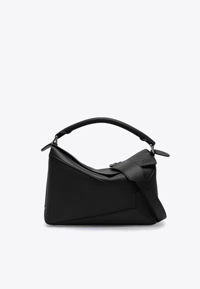 Loewe Medium Puzzle Edge Top Handle Bag In Black