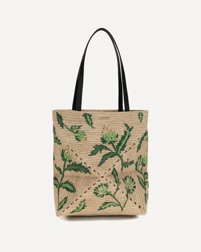 Loewe Puzzle Fold Artichoke-embroidered Tote Bag In Brown