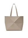 Loewe Medium Puzzle Fold Horizontal Tote Bag In Grained Calfskin In Gray