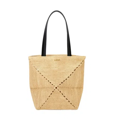 Loewe Medium Puzzle Fold Shoulder Bag In Beige