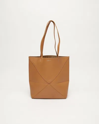 Loewe Medium Puzzle Fold Tote Bag In Brown