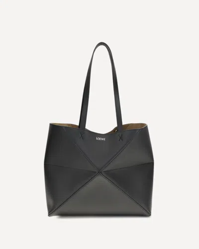 Loewe Medium Puzzle Fold Tote Bag In Black
