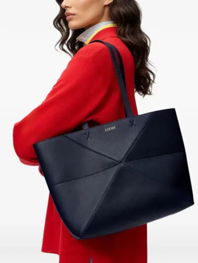 Loewe Medium Puzzle Fold Tote Bag In Blue