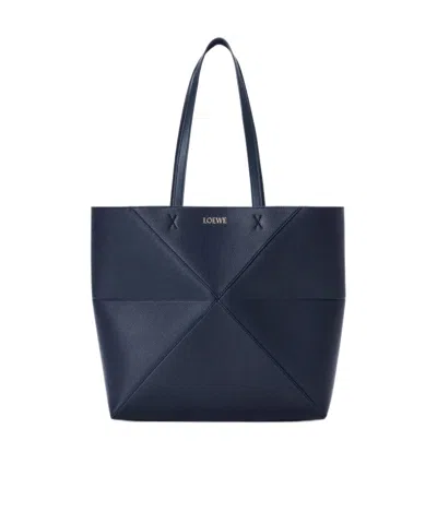 Loewe Medium Puzzle Fold Tote Bag In Blue