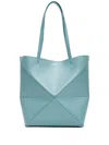 Loewe Puzzle Fold Medium Leather Tote Bag In Blue