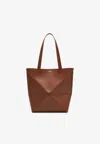 Loewe Medium Puzzle Fold Tote Bag In Light Brown Leather Women In Brown