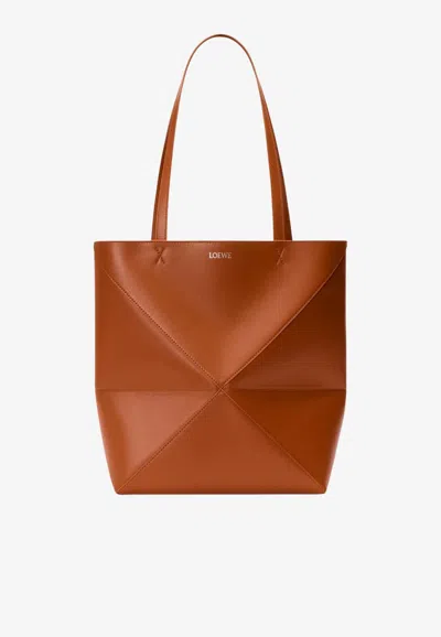 Loewe Medium Puzzle Fold Tote Bag In Brown