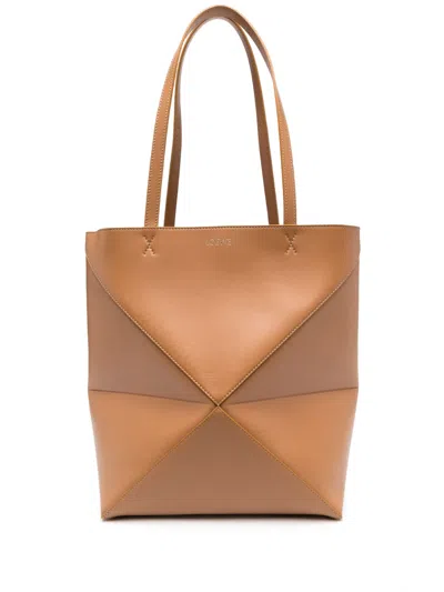 Loewe Medium Puzzle Fold Tote Bag In Brown