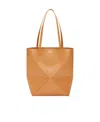 Loewe Puzzle Fold Mini Tote Bag In Shiny Leather In Brown