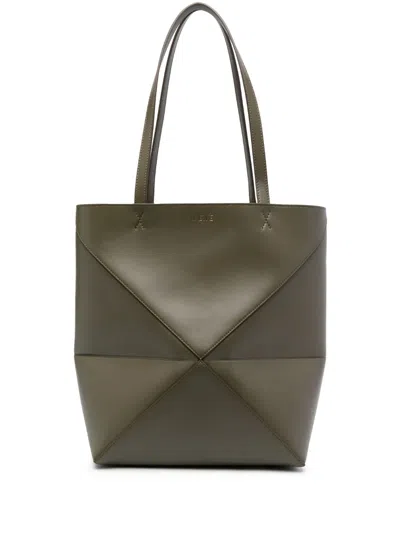 Loewe Medium Puzzle Fold Tote Bag In Green