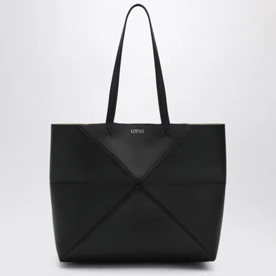 LOEWE LOEWE MEDIUM PUZZLE FOLD TOTE BAG IN BLACK GRENADE LEATHER