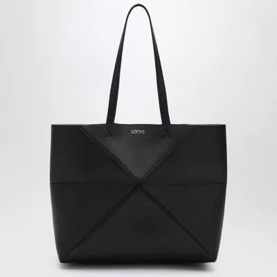 Loewe Medium Puzzle Fold Tote Bag In Black Grenade Leather Women