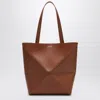 Loewe Medium Puzzle Fold Tote Bag In Light Brown Leather Women