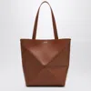 Loewe Medium Puzzle Fold Tote Bag In Light Brown Leather Women In Brown