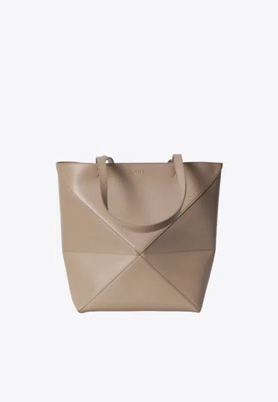Loewe Medium Puzzle Fold Tote Bag In Brown