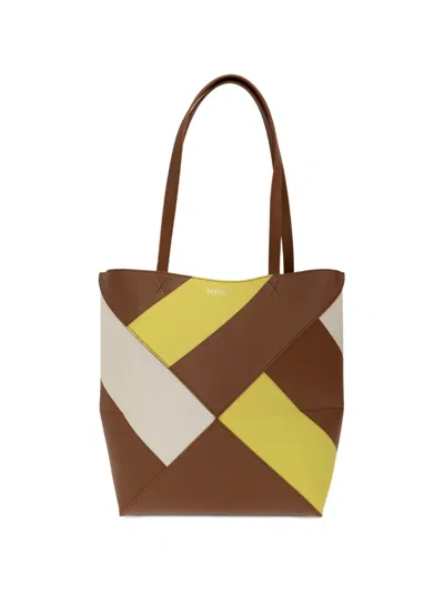 Loewe Medium Puzzle Fold Tote In Classic Calfskin In Brown