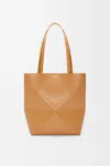 Loewe Medium Puzzle Fold Tote In Shiny Leather Skin For Woman In Brown