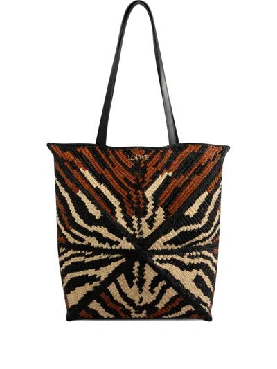 Loewe Medium Puzzle Tiger-print Tote Bag