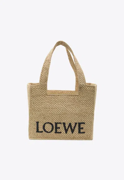 Loewe Medium Raffia Tote Bag In Nude