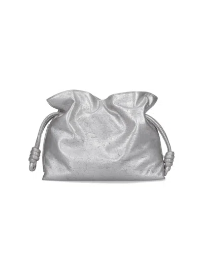 Loewe Medium Shoulder Bag "flamenco Clutch" In Silver