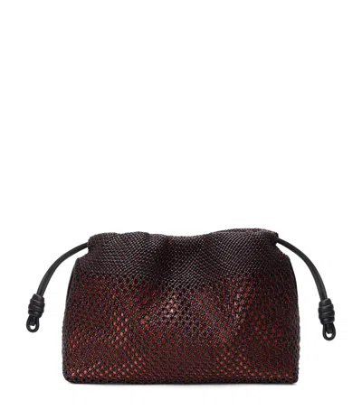 Loewe Medium Woven Leather Flamenco Clutch Bag In Black