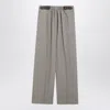 Loewe Beige Mélange Wool And Silk Trousers With Belt In Gray