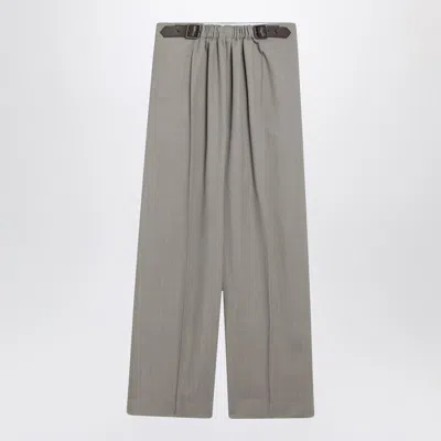 LOEWE LOEWE MÉLANGE AND SILK TROUSERS WITH BELT