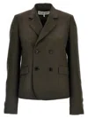 Loewe Wool Blazer With Buttoned Cuffs And Flap Pockets In Brown